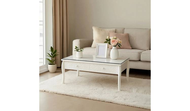 Orsina Glass Coffee Table - White