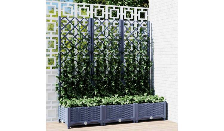 Walplus Polypropylene Garden Planter - Blue Grey - 120 x 40 x 121.5 cm