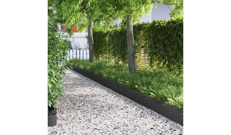 Walplus Pack of 10 7.7 kg Steel Lawn Edgings - Black - 103 x 0.05 x 22 cm