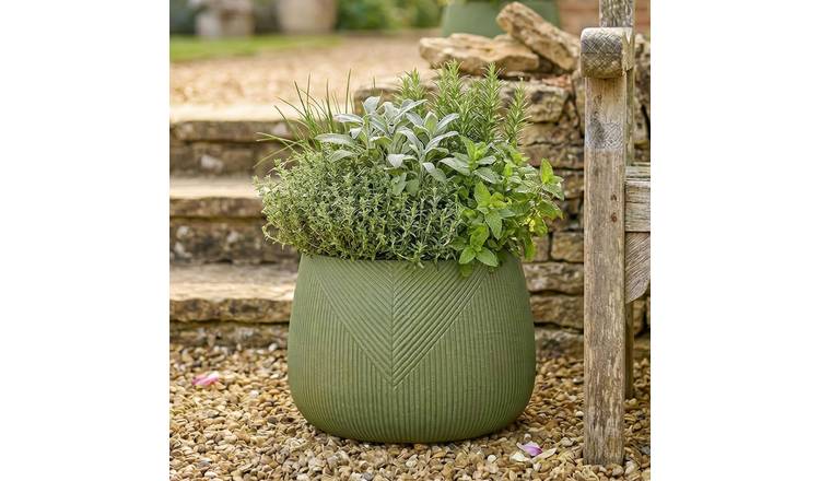 Dibor Small Fibre Clay Outdoor Garden Planter – Green
