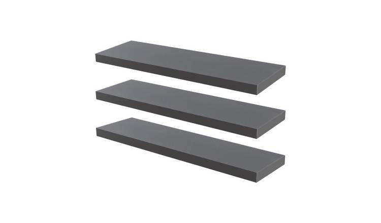 Harbour Housewares 80cm Modern Floating Wall Shelf Pack of 3 - Grey