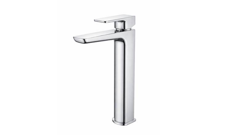 Baridi Tall Deck Mounted Basin Mixer Tap with Clicker Waste - Chrome