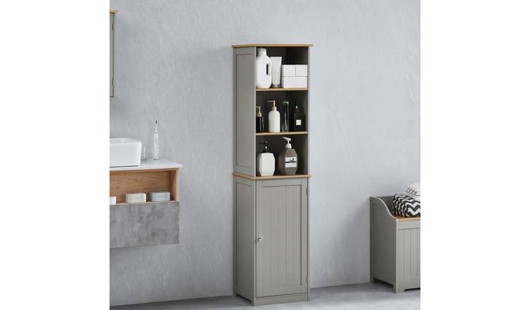 Bath Vida Priano 1 Door 2 Shelf Tall Cabinet - Grey and Oak