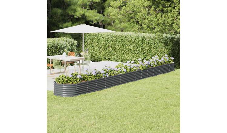 Walplus Galvanised Steel Raised Garden Bed - Anthracite - 620 x 80 x 36 cm