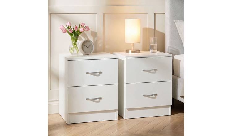 Vida Designs Riano 2 Drawer Bedside Chest Set of 2 - White