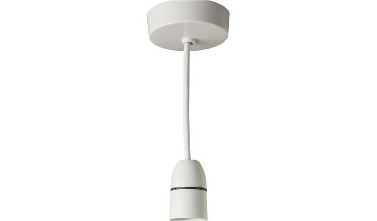 Loops Direct Plastic Ceiling Rose Pendant Light - White