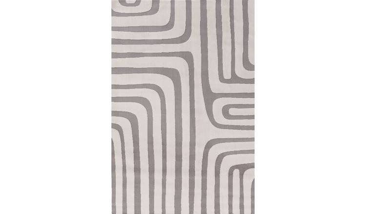 The Rugs Grey Loft Curved Line Rug - 240 x 340cm