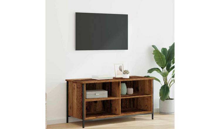 Walplus 4 Shelf Engineered Wood TV Cabinet - Old Wood - 100 x 40 x 50 cm