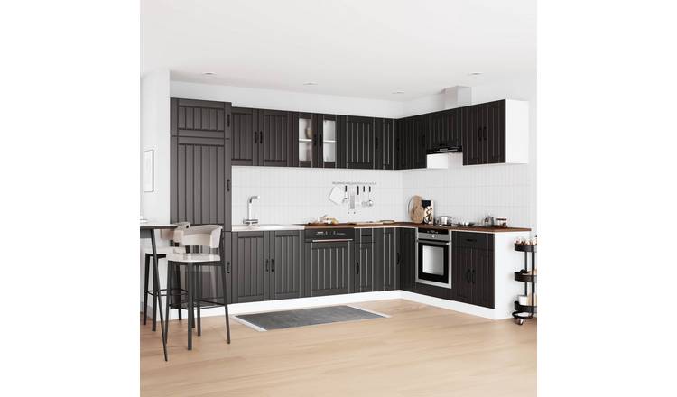 Walplus 2 Piece Rectangular Engineered Wood Sink Base Cabinet Set - Black
