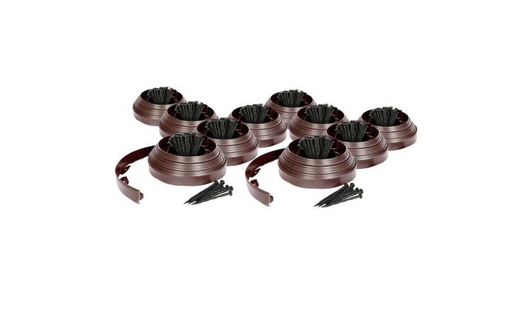 Harbour Housewares Flexible Plastic Lawn & Path Edging - 100m x 4cm - Brown