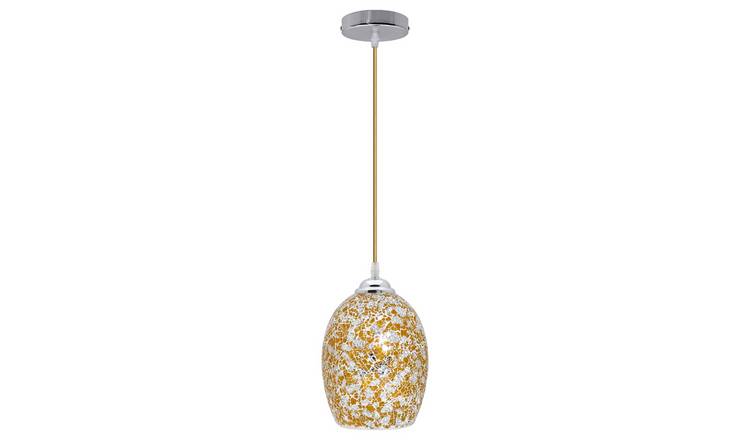 Energy Light Bulbs Crackle Mosaic Glass Ceiling Pendant Light - Yellow