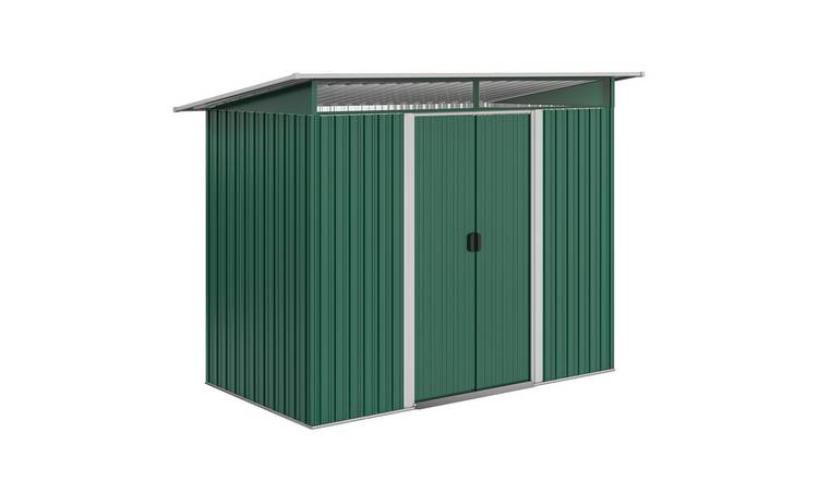 Outsunny Metal Garden Shed with Lightsky Panels and Double Doors - Green