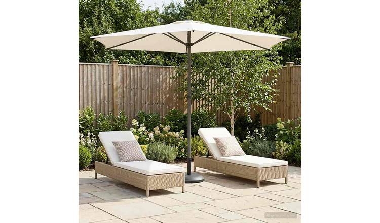 Walplus Rectangular Polyester Garden Parasol - Cream - 269 x 269 x 223 cm