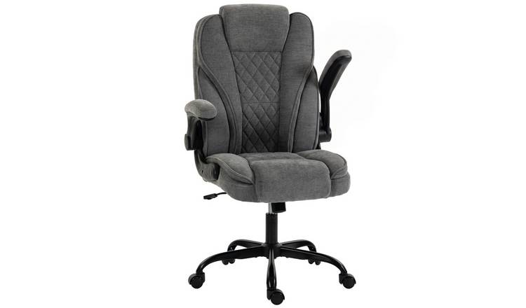 HOMCOM Padded Flip-up Armrest Ergonomic Executive Desk Chair - Grey