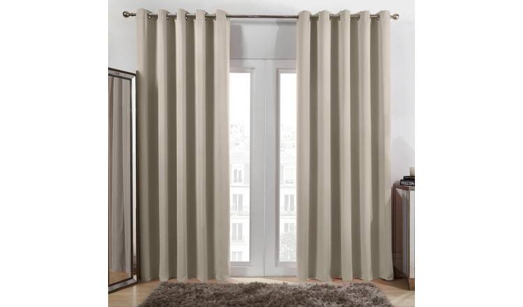 OHS Essentials Plain Eyelet Blackout Curtains 117 x 137cm - Stone