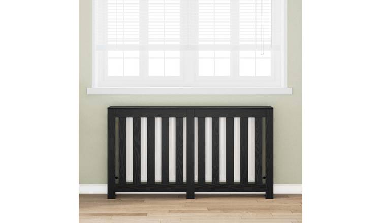 Walplus Vertical Slats Radiator Cover - Black Oak - 149 x 20 x 82 cm