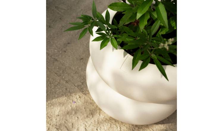 Elho Amber Roll Low 43 Indoor Outdoor Plant Pot - White