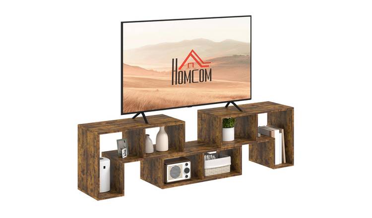 HOMCOM Storage Shelves Free Combination TV Unit - Rustic Brown