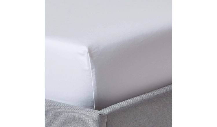 Homescapes Egyptian Cotton White Sateen Fitted Sheet - Small Double