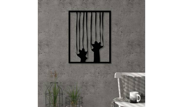 Decortie Metal Wall Art Metal Hanging Decoration - Black