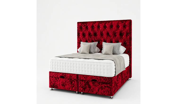 Comfy Deluxe Senna Crush Velvet 3ft Single End Lift Ottoman Bed Set - Red
