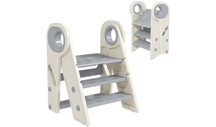 AIYAPLAY 2 to 3 Step Foldable Toddler Step Stool – Grey