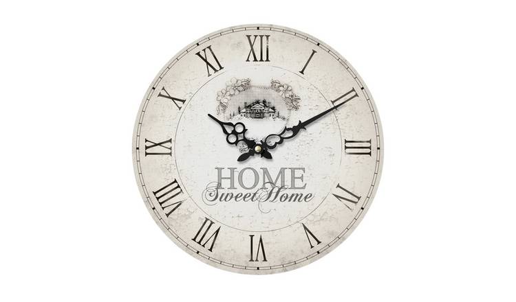 Orsina Home Sweet Home 34cm Dia Round Wall Clock - Cream