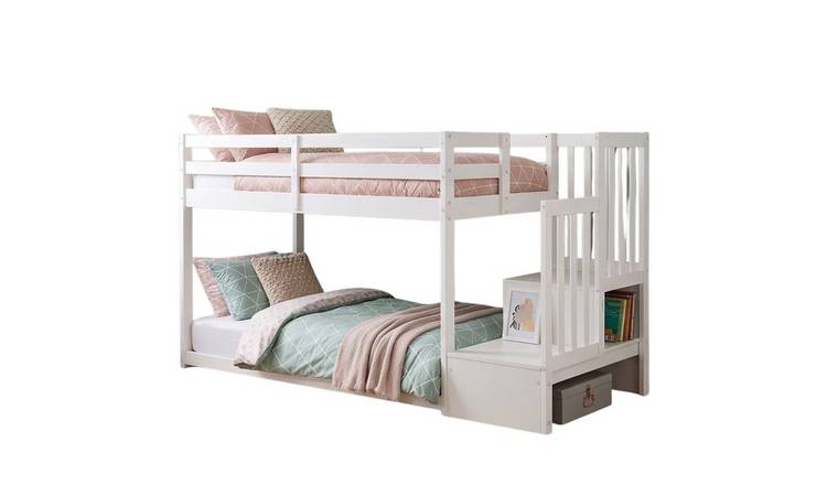 Noa & Nani Oleana Shorty Bunk Bed with Spacesaving Storage Staircase - White