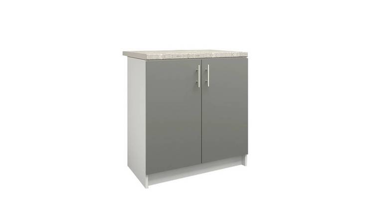 JD Greta 800mm Base Cabinet with 2 Doors & Worktop - Grey Matt