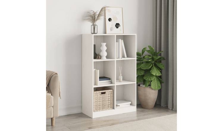Walplus Solid Pine Bookcase - White - 70 x 33 x 110 cm