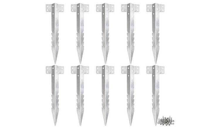 Greenera 10 Pack Galvanised Steel Railway Sleeper Brackets - Silver