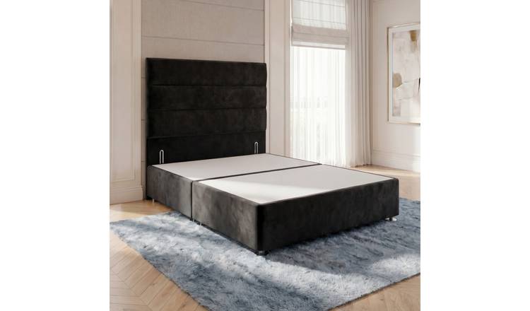 Somnior Regent Velvet Single Divan Bed 54" Headboard - Black