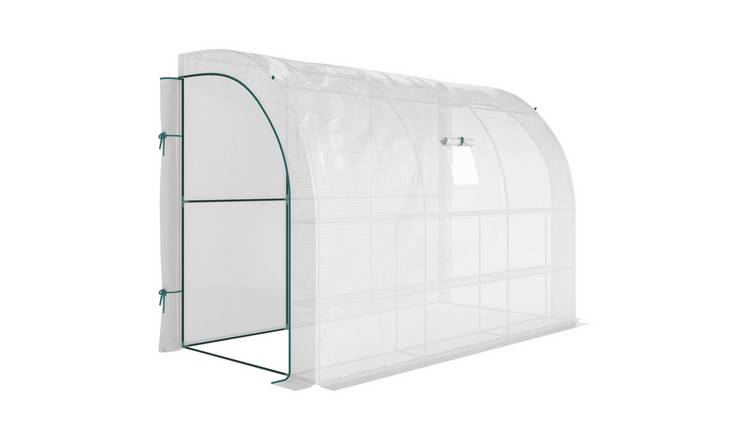 Outsunny Walk-In Lean to Wall 3 Tier 6 Shelf Greenhouse – White