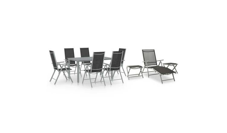Walplus 10 Piece Aluminium Garden Dining Set - Black