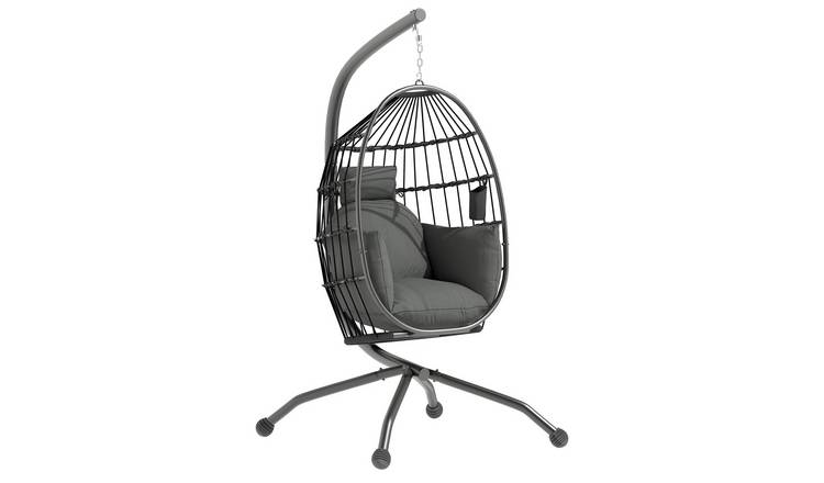 Outsunny Foldable Outdoor Garden Egg Swing Chair - Dark Grey