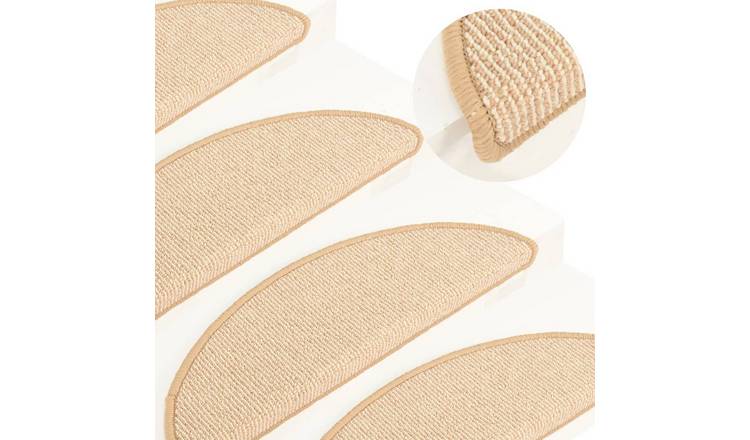 Walplus Pack of 15 3 mm Pile Half Round Stair Mats - Cream - 56 x 17 cm