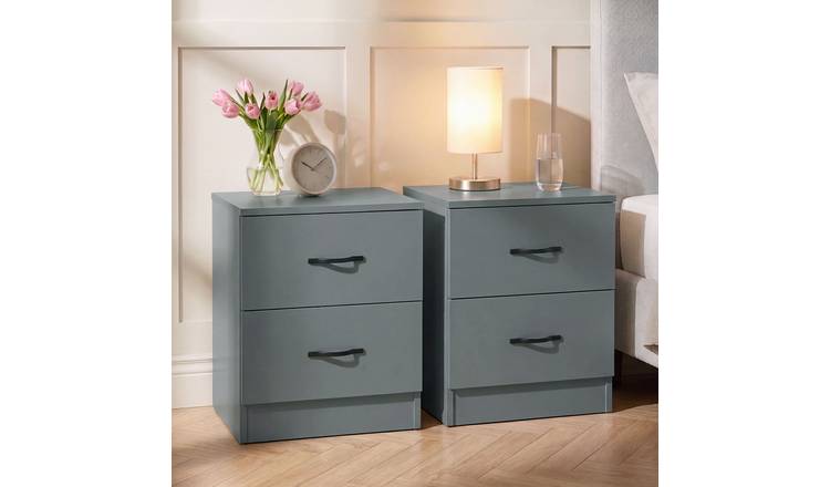 Vida Designs Riano 2 Drawer Bedside Chest Set of 2 - Green