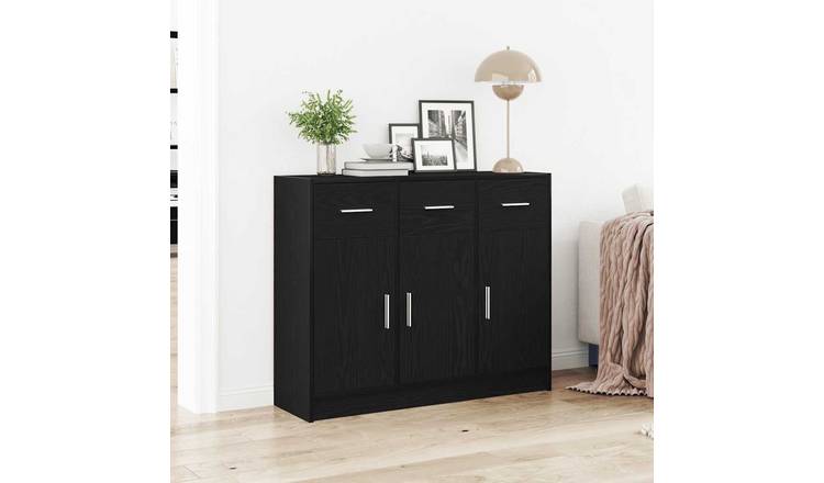Walplus Engineered Wood Sideboard - Black Oak - 91 x 28 x 75 cm