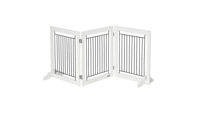 PawHut 3-Panel MDF & Steel Foldable Dog Gate - 61cm - White