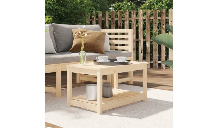 Walplus Solid Pine Wood Garden Table - Brown - 82.5 x 50.5 x 45 cm