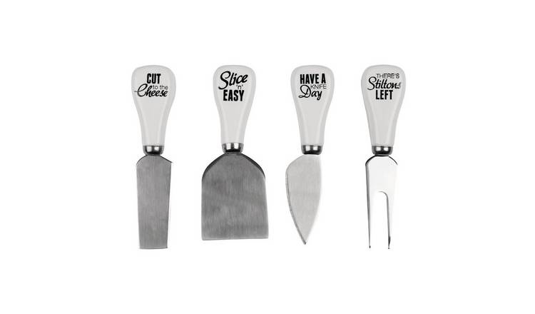 Orsina Pun and Games Set of 4 Cheese Cutters – Black and White