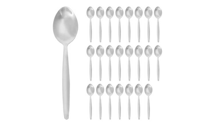 Argon Tableware Stainless Steel Dessert Spoons - Silver - Pack of 24