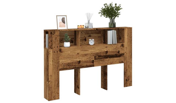 Walplus Engineered Wood Headboard Cabinet - Dark Wood - 160 x 18.5 x 103.5 cm