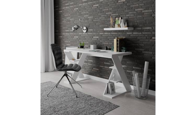 Decortie Papillon Particleboard Desk - White