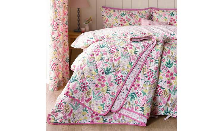 Catherine Lansfield Tilly Floral Bedspread 220 x 230cm - Pink