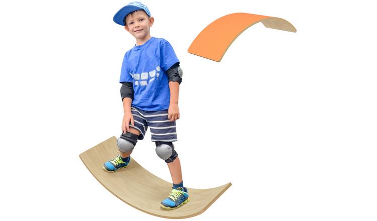 AIYAPLAY Wooden Kids Silent Felt Curvy Swing Seesaw Balance Board - Orange