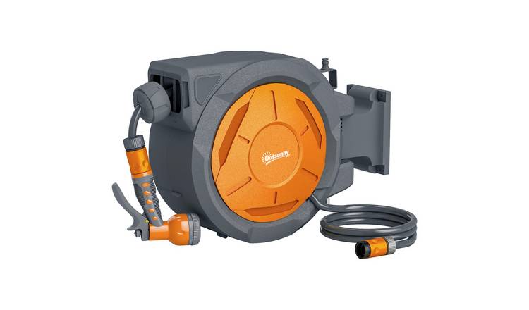 Outsunny Auto Rewind Retractable Hose Reel - Grey