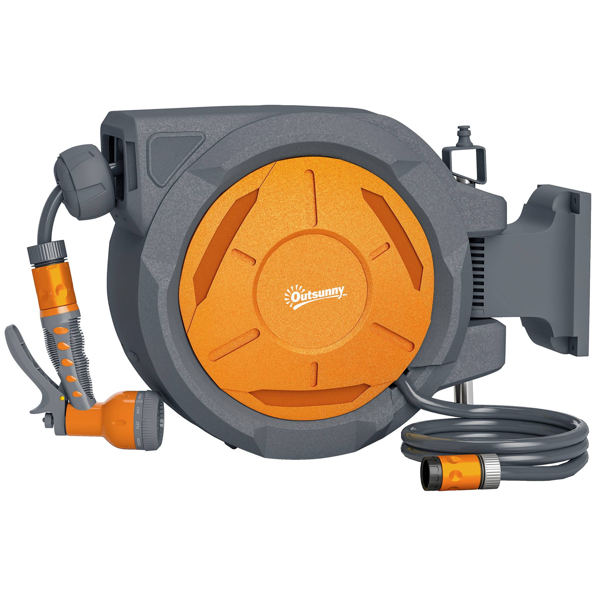 Outsunny Auto Rewind Retractable Hose Reel - Grey - Image 4