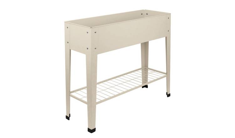 Harbour Housewares Raised Garden Bed with Legs & Storage Shelf - Ivory