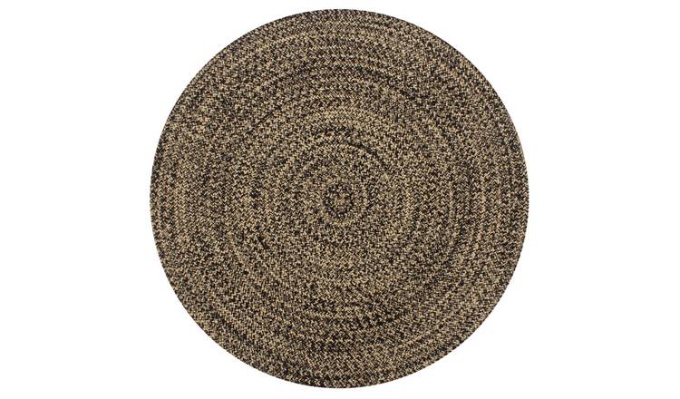 Walplus Jute Rug - Black and Natural - 120 cm
